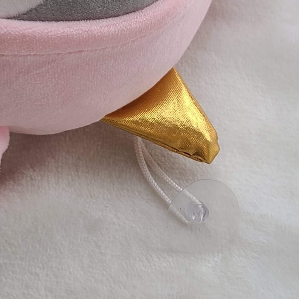 Penguin Doll in Pink Unicorn Hoodie Stuffed Plush Animal 10" Suction Hanger - Picture 6 of 7